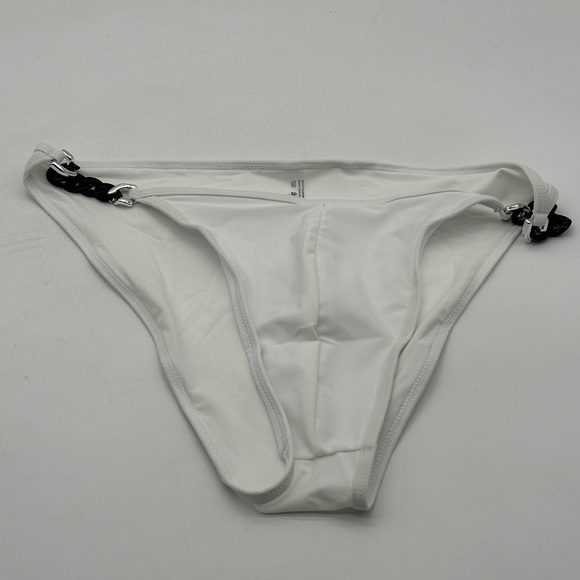 Men’s White Bikini Swim Brief Bottoms with Chain Detail XL - Picture 1 of 9